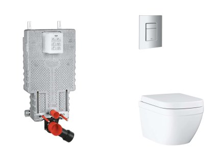 Grohe Uniset Set predstenovej inštalácie, klozetu, dosky SoftClose a tlačidla Skate Cosmopolitan, Triple Vortex, matný chróm SANI15BB2105-GR