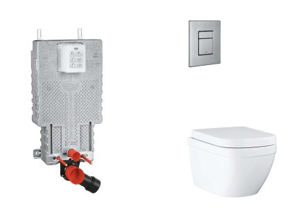 Grohe Uniset Set predstenovej inštalácie, klozetu, dosky SoftClose a tlačidla Skate Cosmopolitan, Triple Vortex, kefovaná nerezová oceľ SANI15BB2106-GR