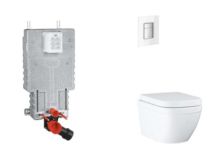 Grohe Uniset Set predstenovej inštalácie, klozetu, dosky SoftClose a tlačidla Skate Cosmopolitan, Triple Vortex, Moon White SANI15BB3107-GR