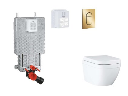 Grohe Uniset Set predstenovej inštalácie, klozetu, dosky SoftClose a tlačidla Arena Cosmopolitan S, Triple Vortex, Cool Sunrise SANI15BB4110-GR