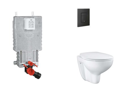 Grohe Uniset Set predstenovej inštalácie, klozetu, dosky SoftClose a tlačidla Even, phantom black SANI15BB5101-GR