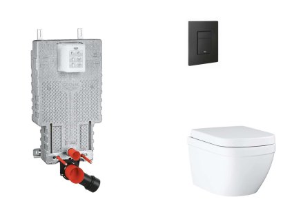 Grohe Uniset Set predstenovej inštalácie, klozetu, dosky SoftClose a tlačidla Even, Triple Vortex, phantom black SANI15BB5104-GR