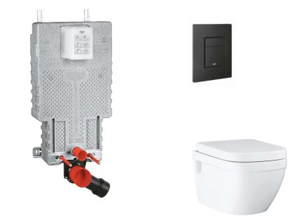 Grohe Uniset Set predstenovej inštalácie, klozetu, dosky SoftClose a tlačidla Even, phantom black SANI15BB5107-GR