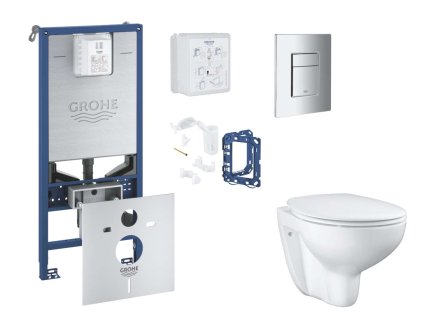 Grohe Rapid SLX Set predstenovej inštalácie, klozetu, dosky SoftClose, tlačidla Skate Cosmopolitan a súpravy na vhadzovanie tabliet, chróm SANI11BB2125-GR