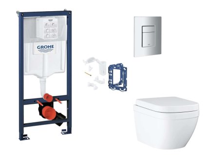 Grohe Rapid SL Set predstenovej inštalácie, klozetu, dosky SoftClose, tlačidla Skate Cosmopolitan a súpravy na vhadzovanie tabliet, Triple Vortex, matný chróm SANI11BB2136-GR
