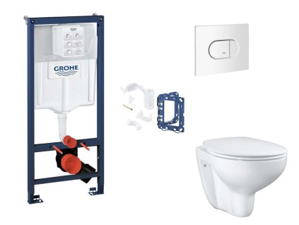 Grohe Rapid SL Set predstenovej inštalácie, klozetu, dosky SoftClose, tlačidla Arena Cosmopolitan a súpravy na vhadzovanie tabliet, alpská biela SANI11BB3147-GR