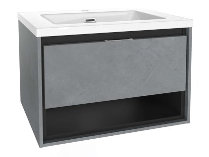 kielle Meara Skrinka s umývadlom 60 cm, betón/matná čierna 50026S605