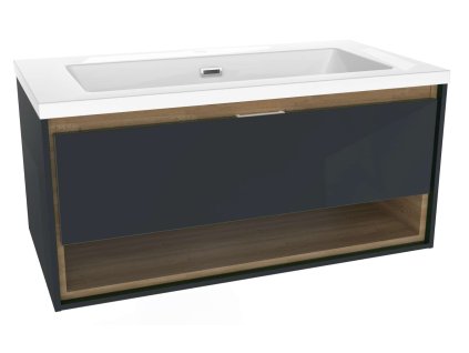 kielle Meara Skrinka s umývadlom 90 cm, tmavo sivý lesk/tmavý dub 50026S906
