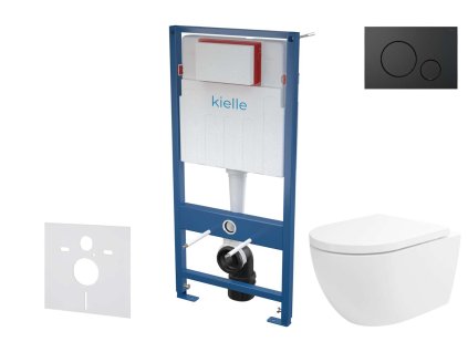 kielle Genesis Set predstenovej inštalácie, klozetu Oudee Vortex, dosky softclose a tlačidla Gemini IV, matná čierna 30505SS84