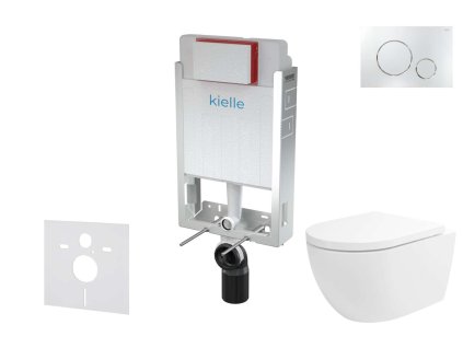 kielle Genesis Set predstenovej inštalácie, klozetu Oudee Vortex, dosky softclose a tlačidla Gemini II, lesklý chróm 30505SZ83