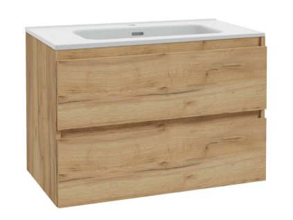 kielle Nefia Skrinka vrátane umývadla, 80x55x46 cm, 2 zásuvky, zlatý dub 50027S821