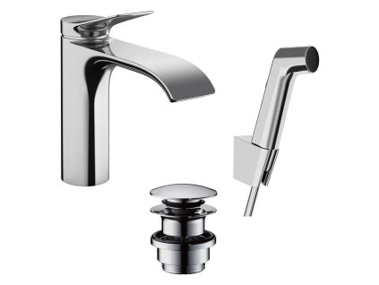 Hansgrohe Vivenis Umývadlová batéria s výpusťou Push-Open a bidetovou spŕškou, EcoSmart, chróm 75210000-HG