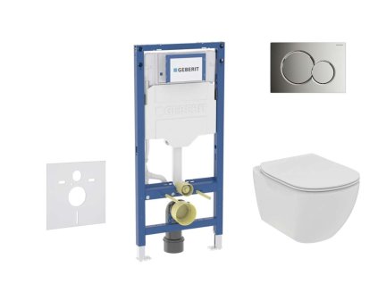 Geberit Duofix Set predstenovej inštalácie, klozetu Tesi a dosky softclose, tlačidlo Sigma01, lesklý chróm SANI11CD1109