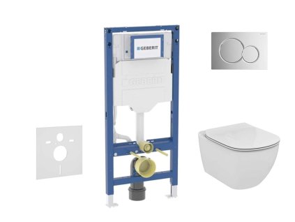 Geberit Duofix Set predstenovej inštalácie, klozetu Tesi a dosky softclose, tlačidlo Sigma01, lesklý chróm SANI11CD1133