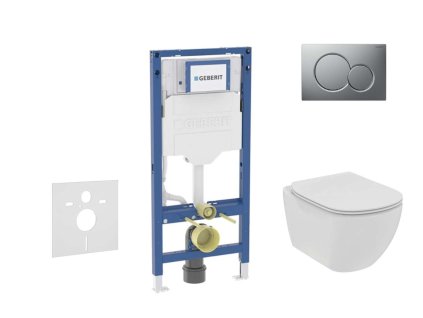 Geberit Duofix Set predstenovej inštalácie, klozetu Tesi a dosky softclose, tlačidlo Sigma01, matný chróm SANI11CD2110