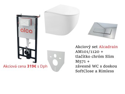Akciovy set Alcadrain + kielle wc s doskou reimless R319001 reut sk