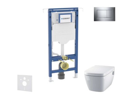 Geberit Duofix Set predstenovej inštalácie, klozetu a dosky Tece One, tlačidla Sigma20, Rimless, SoftClose, lesklý chróm/chróm mat SANI11CT1102