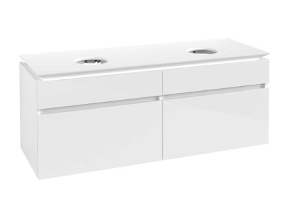 Villeroy & Boch Legato Umývadlová skrinka, 140x55x50 cm, 2 výrezy, Glossy White B59200DH