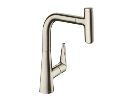 Hansgrohe Talis Select M51 Drezová batéria M5115-H220 s výsuvnou spŕškou, sBOX, vzhľad nehrdzavejúcej ocele 73852800-HG