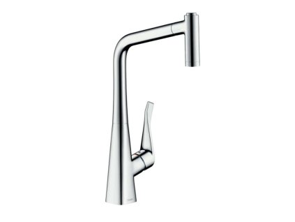 Hansgrohe M71 Drezová batéria Metris s výsuvnou spŕškou, sBox, EcoSmart, chróm 73824000-HG