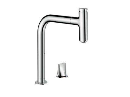 Hansgrohe M71 Drezová batéria Metris Select s výsuvnou koncovkou, 2-otvorová inštalácia, sBox, EcoSmart, chróm 73825000-HG