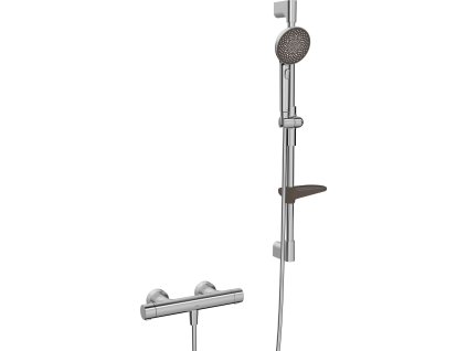 Hansa Prisma Sprchový set s termostatom, 3 prúdy, brúsená oceľ 4813042180