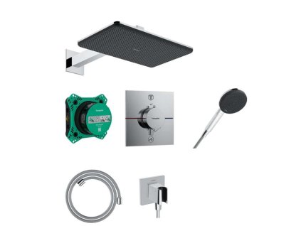 Hansgrohe Raindance Alive Q Sprchový set s termostatom pod omietku, s telesom, 21x34 cm, 3 prúdy, chróm 24620000-HG
