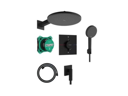 Hansgrohe Raindance Alive S Sprchový set s termostatom pod omietku, priemer 30 cm, 3 prúdy, matná čierna 24630670-HG