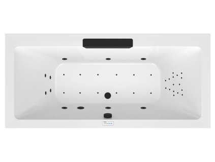 Polysan VANE S HYDROMASÁŽNYM SYSTÉMOM CASCATA hydromasážna vaňa, 185x85x45cm, kaskáda čierna, Highline Hydro-Air, chróm 73836.102.6030
