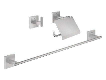 Grohe QuickFix Start Cube Set kúpeľňových doplnkov 3 v 1, supersteel 41124DC0-GR