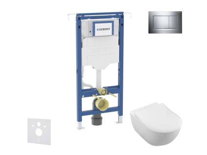 Geberit Duofix Set predstenovej inštalácie, klozetu a dosky Villeroy Boch, tlačidla Sigma30, DirectFlush, SoftClose, CeramicPlus, lesklý chróm/chróm mat SANI11CK1102