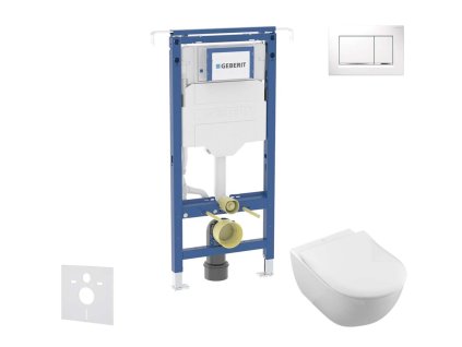 Geberit Duofix Set predstenovej inštalácie, klozetu a dosky Villeroy Boch, tlačidla Sigma30, DirectFlush, SoftClose, CeramicPlus, biela/lesklý chróm SANI11CK3116