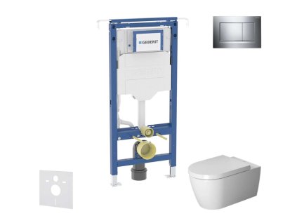 Geberit Duofix Set predstenovej inštalácie, klozetu a dosky Duravit ME by Starck, tlačidla Sigma20, Rimless, SoftClose, lesklý chróm/chróm mat SANI11CP1104
