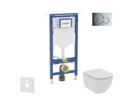 Geberit Duofix Set predstenovej inštalácie, klozetu a dosky Ideal Standard Tesi, tlačidla Sigma01, Rimless, SoftClose, lesklý chróm SANI11CD1102