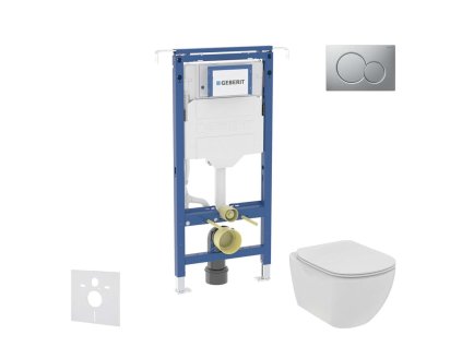 Geberit Duofix Set predstenovej inštalácie, klozetu a dosky Ideal Standard Tesi, tlačidla Sigma01, Rimless, SoftClose, matný chróm SANI11CD2105