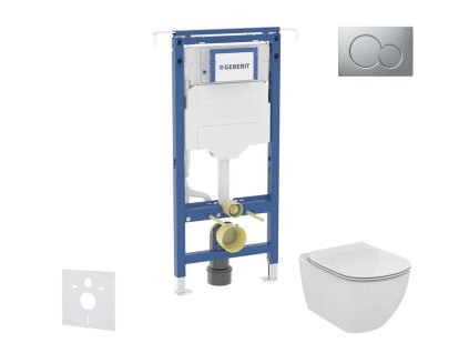 Geberit Duofix Set predstenovej inštalácie, klozetu a dosky Ideal Standard Tesi, tlačidla Sigma01, Aquablade, SoftClose, matný chróm SANI11CD2111