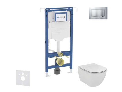 Geberit Duofix Set predstenovej inštalácie, klozetu a dosky Ideal Standard Tesi, tlačidla Sigma30, Aquablade, SoftClose, matný chróm/chróm SANI11CD2112