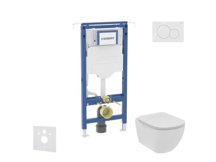 Geberit Duofix Set predstenovej inštalácie, klozetu a dosky Ideal Standard Tesi, tlačidla Sigma01, Rimless, SoftClose, alpská biela SANI11CD3101