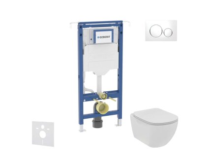 Geberit Duofix Set predstenovej inštalácie, klozetu a dosky Ideal Standard Tesi, tlačidla Sigma20, Rimless, SoftClose, biela/chróm SANI11CD3102