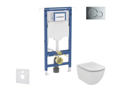 Geberit Duofix Set predstenovej inštalácie, klozetu a dosky Ideal Standard Tesi, tlačidla Sigma01, Aquablade, SoftClose, lesklý chróm SANI11CD3134