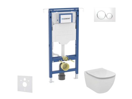 Geberit Duofix Set predstenovej inštalácie, klozetu a dosky Ideal Standard Tesi, tlačidla Sigma20, Aquablade, SoftClose, biela/lesklý chróm SANI11CD3137