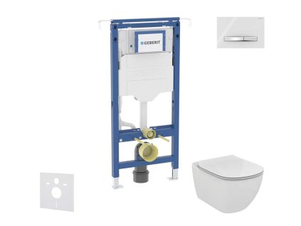 Geberit Duofix Set predstenovej inštalácie, klozetu a dosky Ideal Standard Tesi, tlačidla Sigma50, Aquablade, SoftClose, alpská biela SANI11CD3141