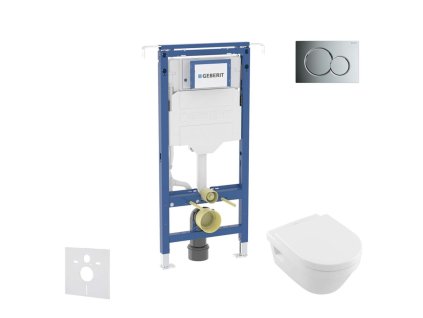 Geberit Duofix Set predstenovej inštalácie, klozetu a dosky Villeroy Boch, tlačidla Sigma01, DirectFlush, SoftClose, CeramicPlus, lesklý chróm SANI11CK1108