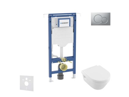 Geberit Duofix Set predstenovej inštalácie, klozetu a dosky Villeroy Boch, tlačidla Sigma01, DirectFlush, SoftClose, CeramicPlus, matný chróm SANI11CK2109