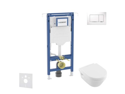 Geberit Duofix Set predstenovej inštalácie, klozetu a dosky Villeroy Boch, tlačidla Sigma20, DirectFlush, SoftClose, CeramicPlus, biela/chróm SANI11CK3105