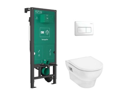 Hansgrohe GladeLake S Set predstenovej inštalácie, klozetu GladeLake S a dosky, tlačidlo iFrame Original Q, biela 60301450-HG