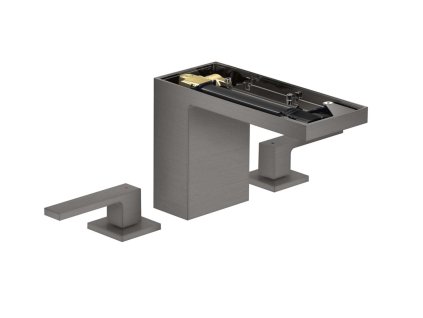 Axor MyEdition Umývadlová batéria s výpusťou Push-Open, 3-otvorová inštalácia, EcoSmart, kefovaný čierny chróm/bez doštičky 47072340-AX