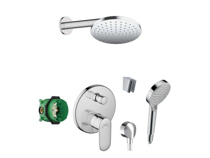 Hansgrohe  Sprchový set s batériou pod omietku, s telesom, priemer 20 cm, 2 prúdy, chróm SANI21HHH012-HG