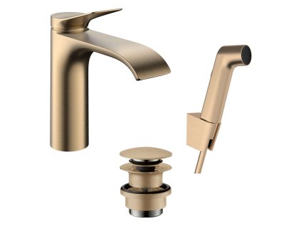 Hansgrohe Vivenis Umývadlová batéria s výpusťou Push-Open a bidetovou spŕškou, EcoSmart, kefovaný bronz 75210140-HG