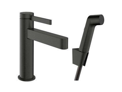 Hansgrohe Finoris Umývadlová batéria s výpusťou Push-Open a bidetovou spŕškou, EcoSmart, kefovaný čierny chróm 76210340-HG
